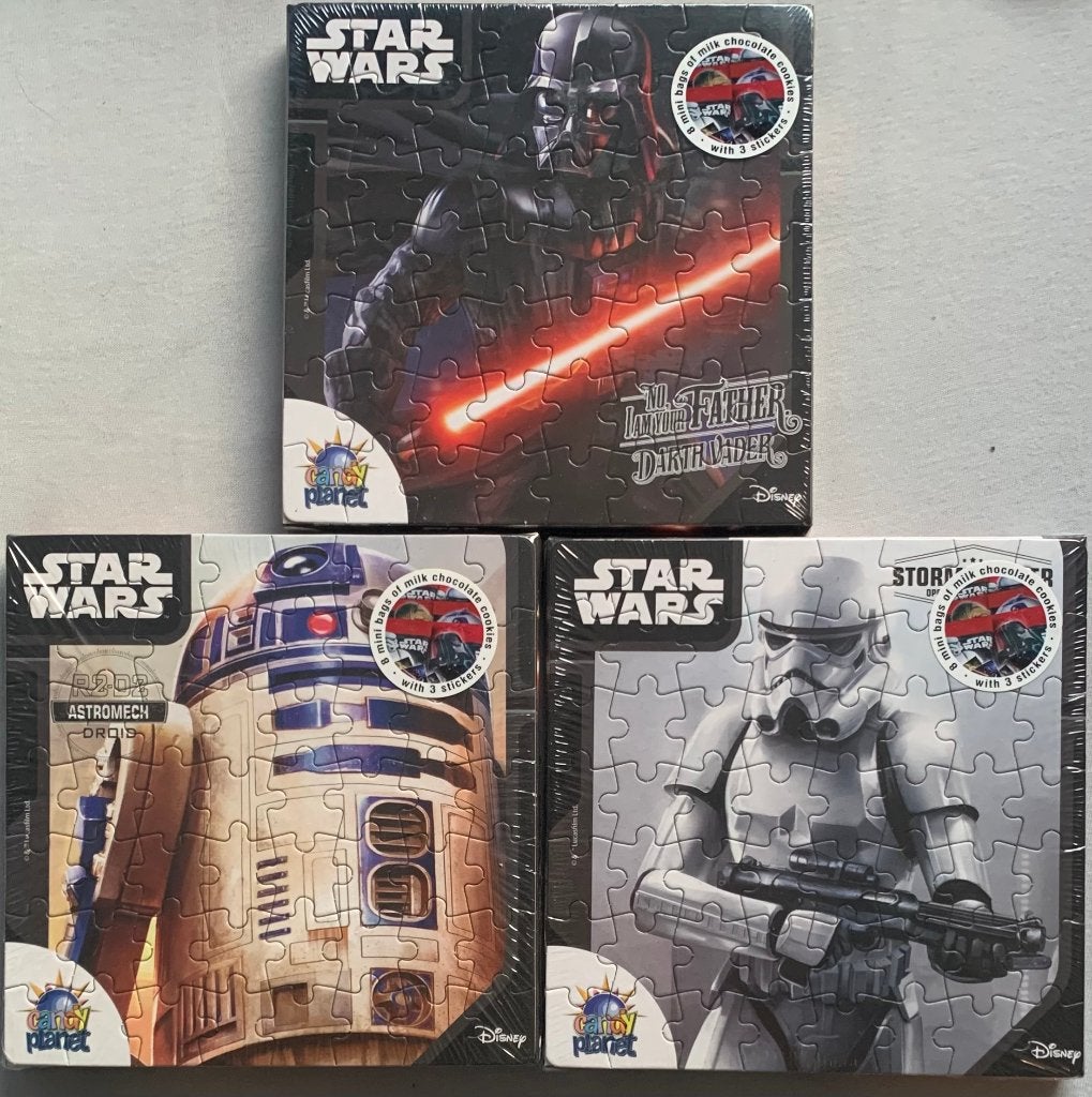 3 Star Wars Puzzels met chocolade & stickers [56pcs] 2015, Ophalen of Verzenden, Nieuw, Spel