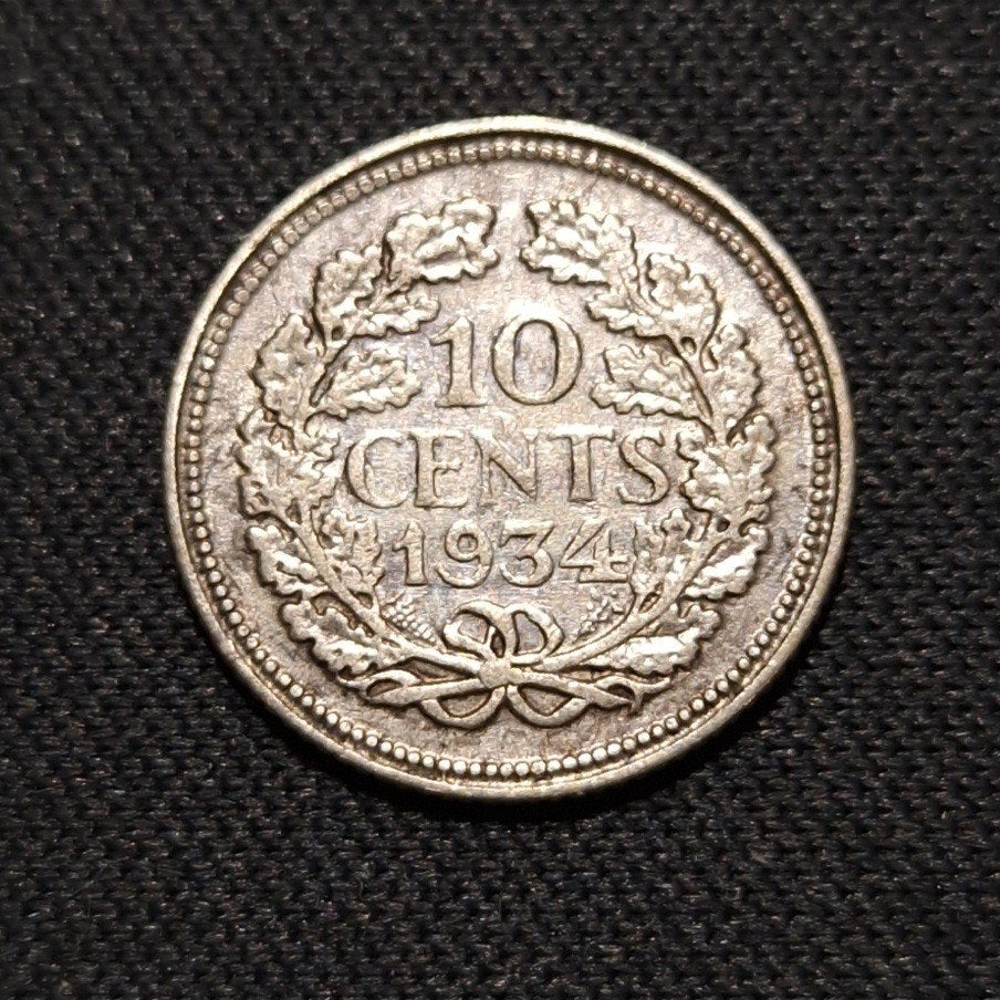 10 cent 1934, Verzenden, Zilver, 10 cent, Koningin Wilhelmina