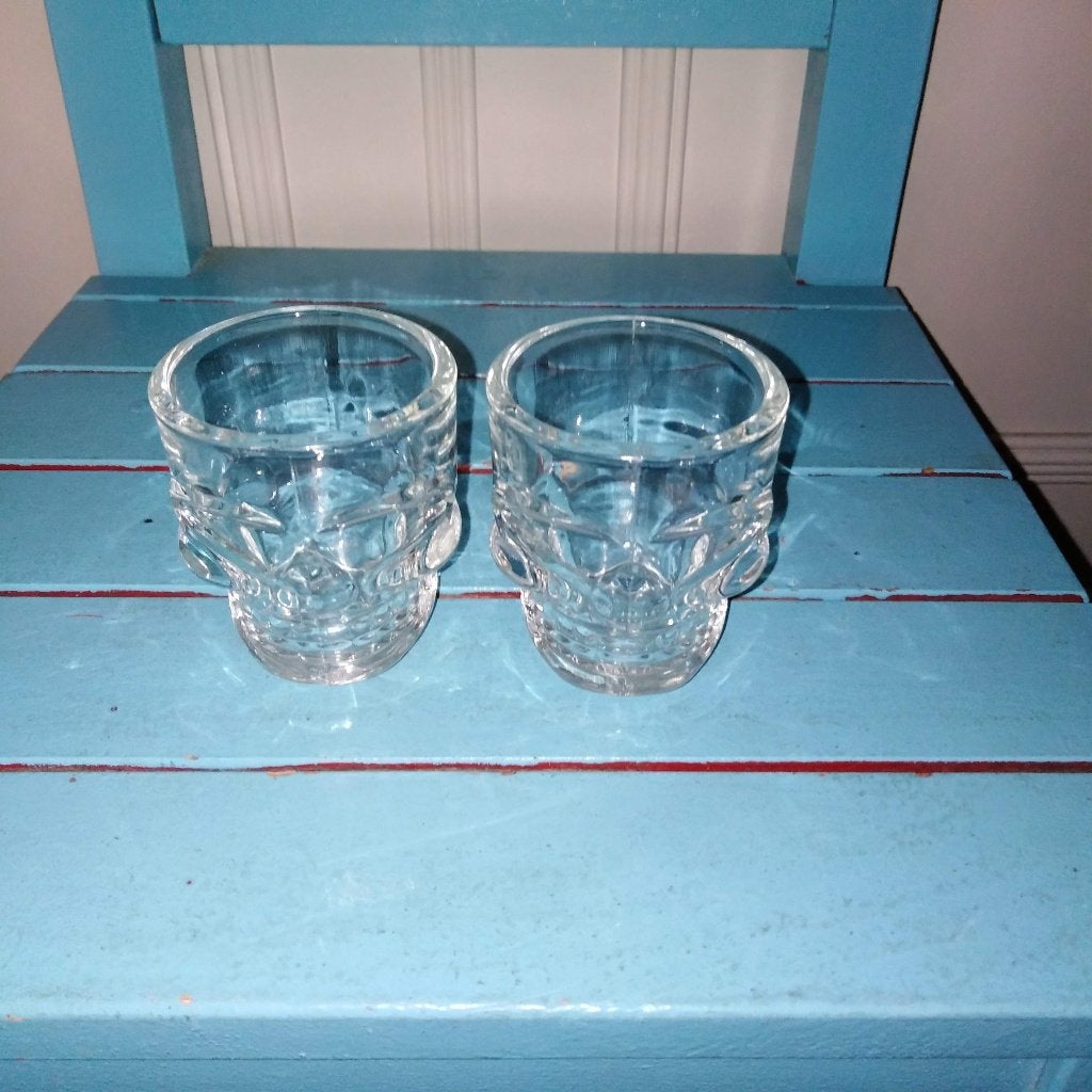 5 Skull schedel shot glaasjes en borrelglaasjes op voet, Ophalen, Zo goed als nieuw, Borrel- of Shotglas