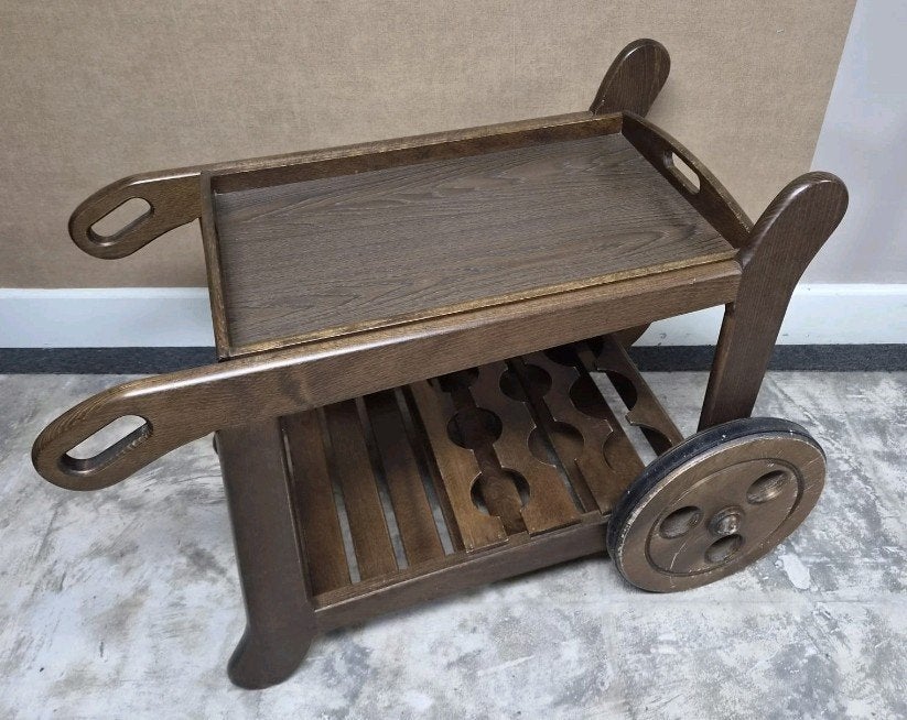 Serveerwagen Trolley brutalist eiken, Ophalen