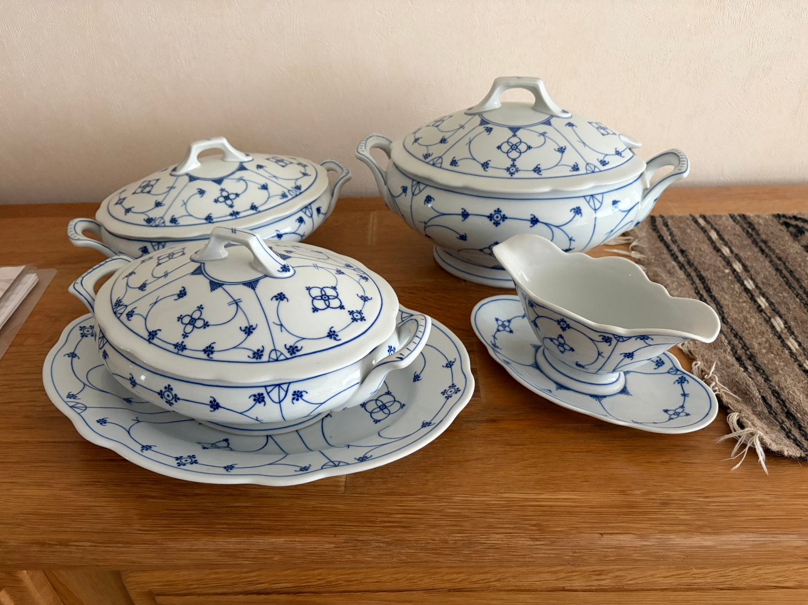 Schaal, dekschalen, terrine en juskom blauw saks, Antiek en Kunst, Ophalen