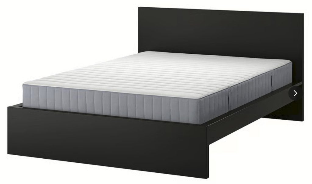IKEA Malm bed 140x200 laag, zwart, inclusief lattenbodem, Ophalen, Gebruikt, Zwart, Tweepersoons