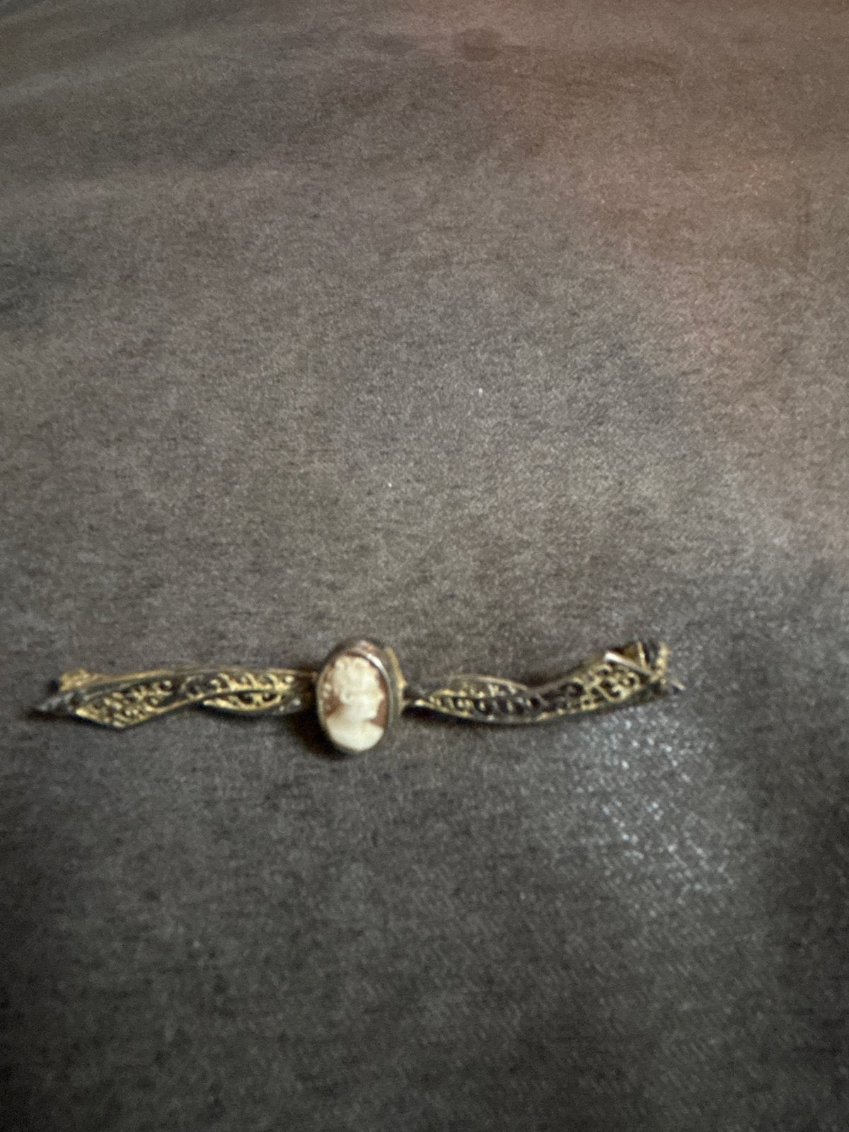 Vintage Camee Broche Zilverkleurig, Sieraden, Tassen en Uiterlijk, Broches, Ophalen, Gebruikt, 4 tot 7 cm, Zilver