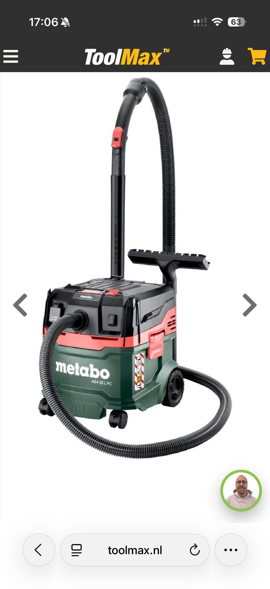 Metabo AS 20 L PC Industriële stofzuiger, Witgoed en Apparatuur, Stofzuigers, Inclusief accessoires, Gebruikt, Ophalen of Verzenden