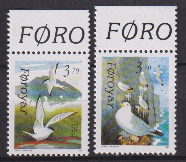 Faeröer 1991 Vogels Zeemeeuwen met TAB, Verzenden, Postfris, Dier of Natuur