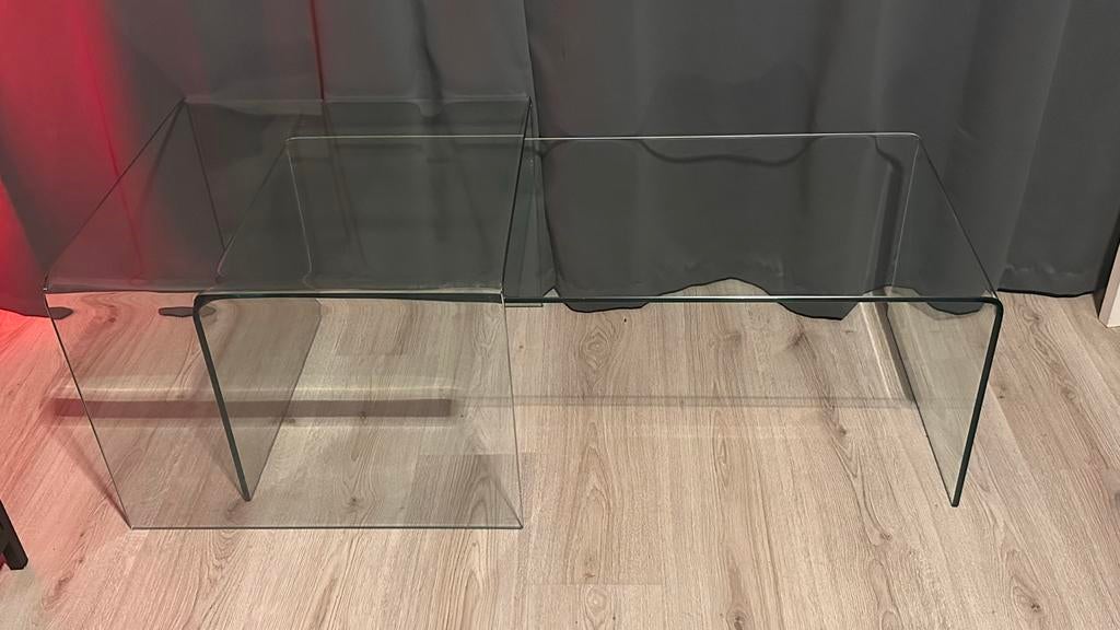 Glazen salontafel set, Ophalen, Gebruikt, Glas, Minder dan 50 cm