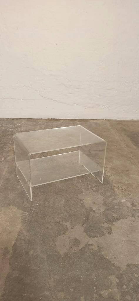 Vintage Space Age Plexiglas LP tafel bijzettafel, Ophalen, Tweedehands, Tweedehands, Kunststof