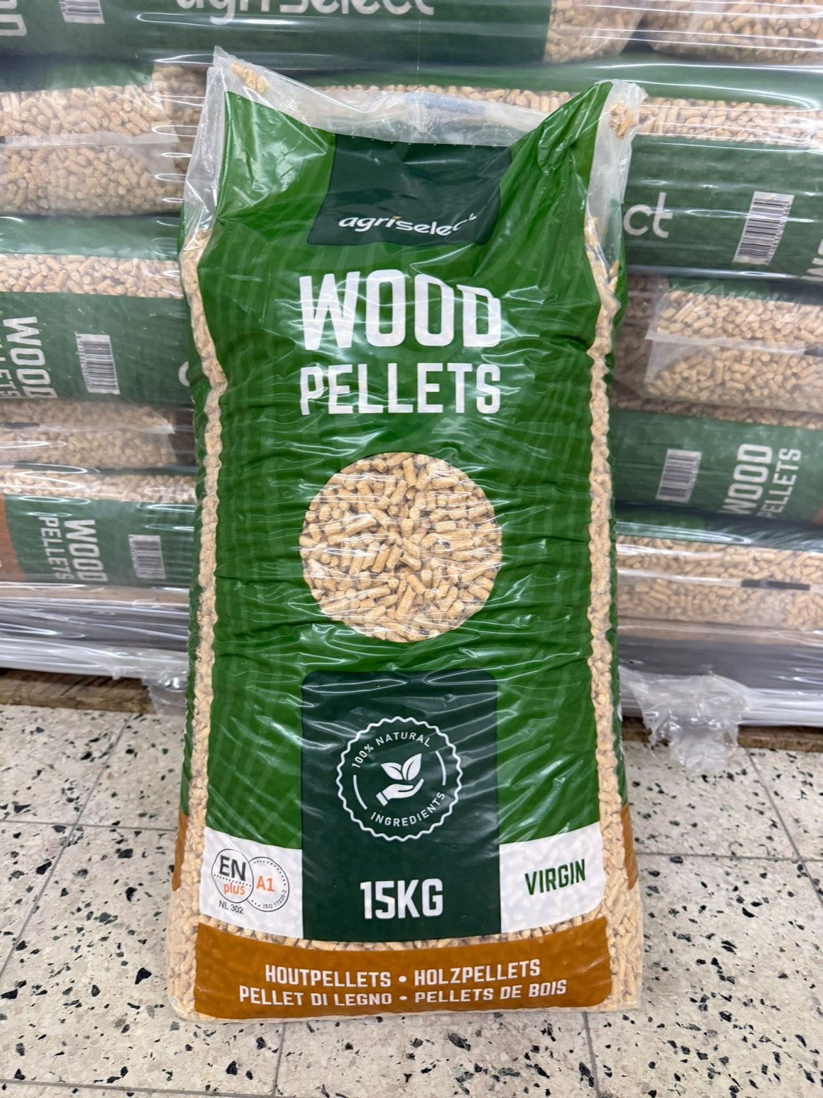 Agriselect witte Houtpellets 15KG - ENplus A1 Gecertificeerd, Ophalen of Verzenden, Nieuw, Houthaard