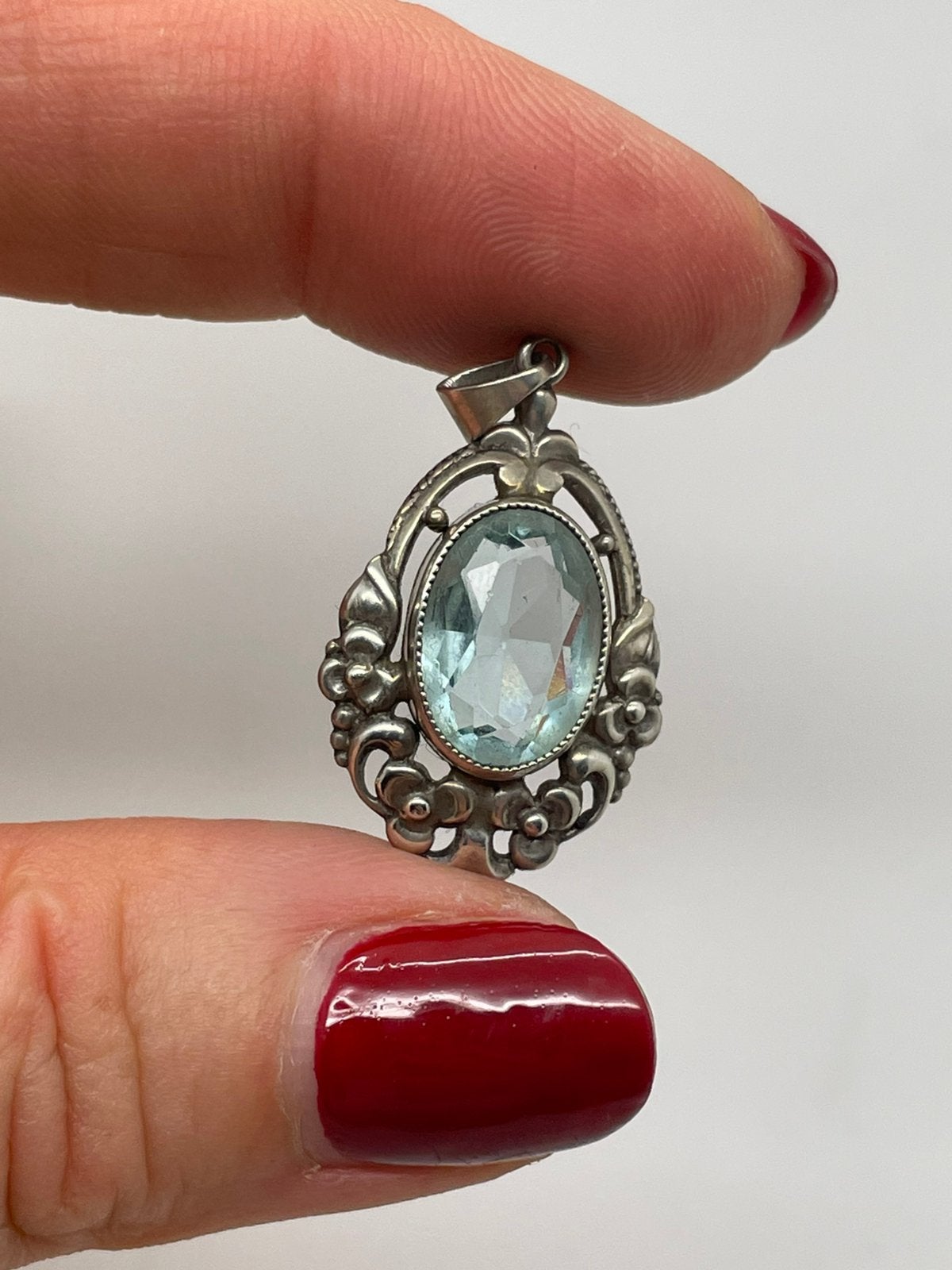 G420 Prachtige zilveren art nouveau hanger, Ophalen of Verzenden, Zilver, Hanger