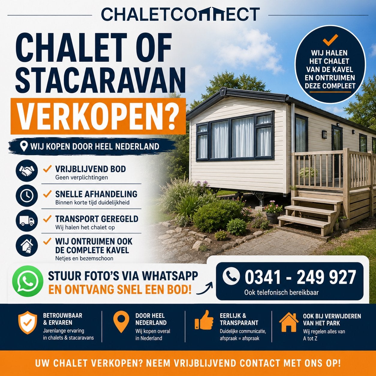 Gezocht chalet / stacaravan te koop gevraagd, Tot en met 4