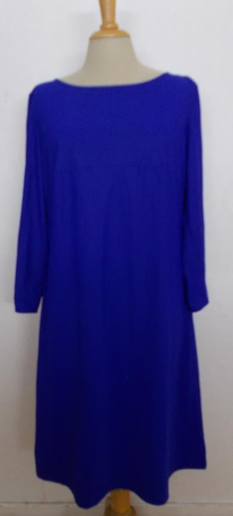 Koningsblauwe travelstof jurk van La Dress by Simone! L, Kleding | Dames, Jurken, Zo goed als nieuw, Maat 38/40 (M), Blauw, Knielengte