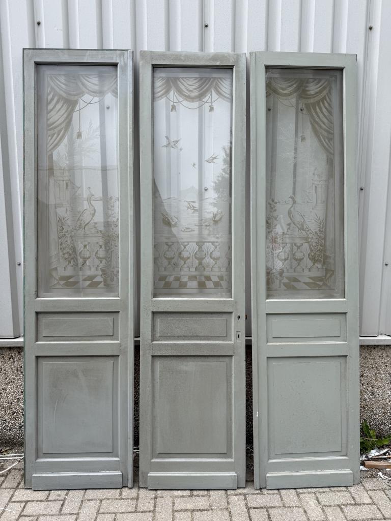 Prachtig drieluik met antiek geetst glas, La belle porte, Jurgen.hoogenboezem@gmail.com, Binnendeur, Ophalen of Verzenden