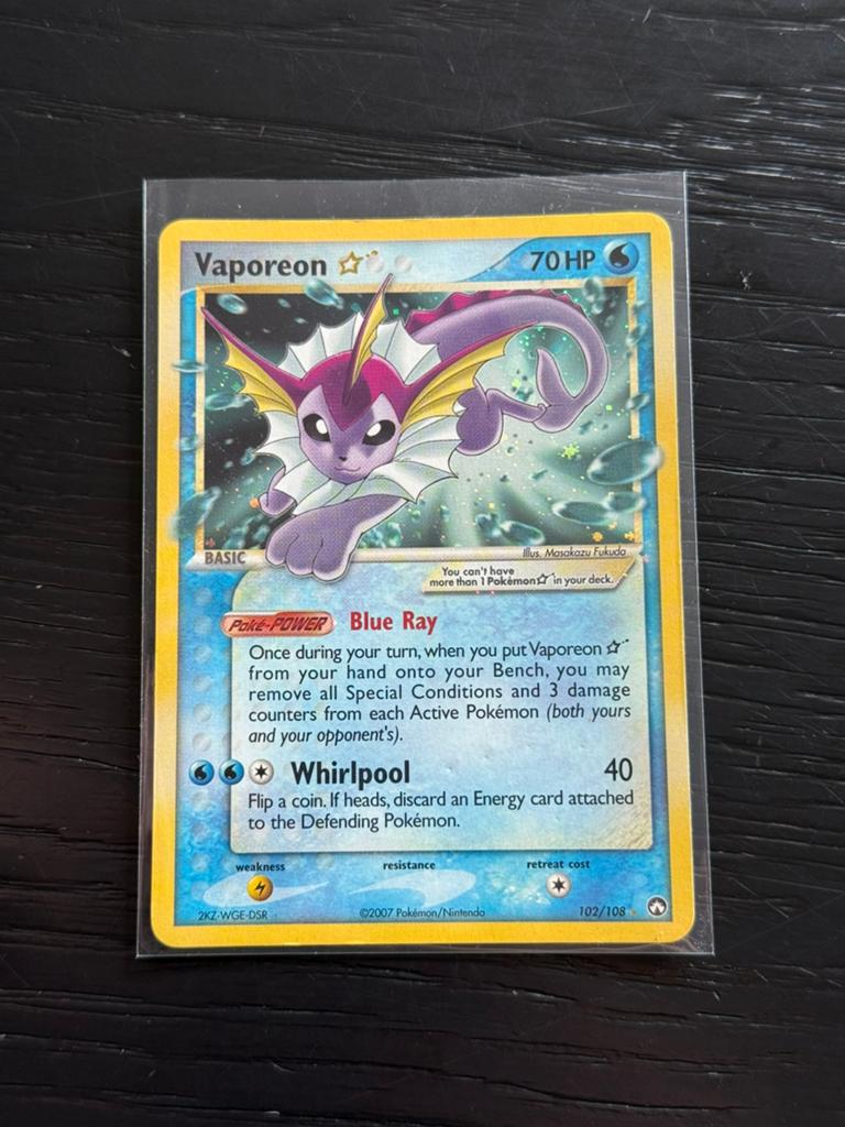 Pokemon Vaporeon Gold Star EX Power Keepers 102, Ophalen of Verzenden, Gebruikt, Losse kaart