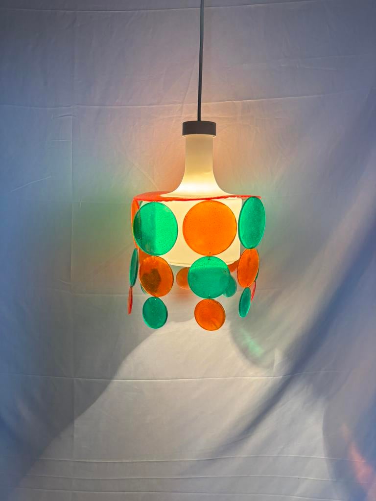 Vintage space age hanglamp Vistosi stijl jaren '60/'70, Huis en Inrichting, Lampen | Hanglampen, Ophalen of Verzenden, Gebruikt
