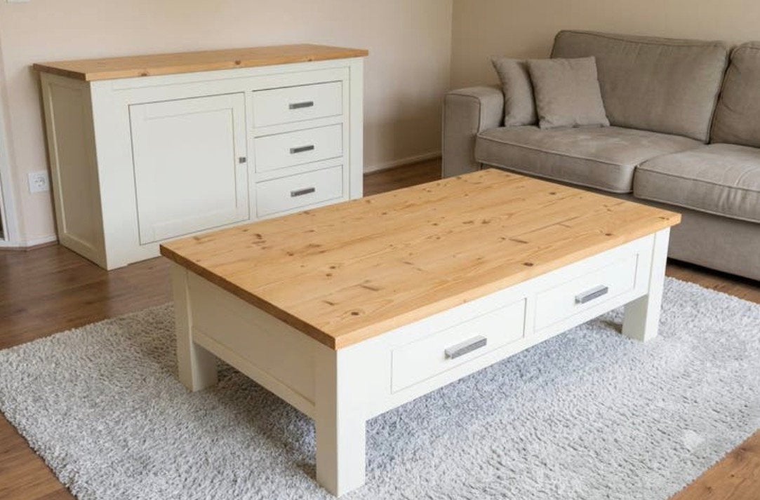 Houten salontafel en tv-kast - degelijk en sfeervol, Ophalen of Verzenden, Gebruikt, Overige houtsoorten