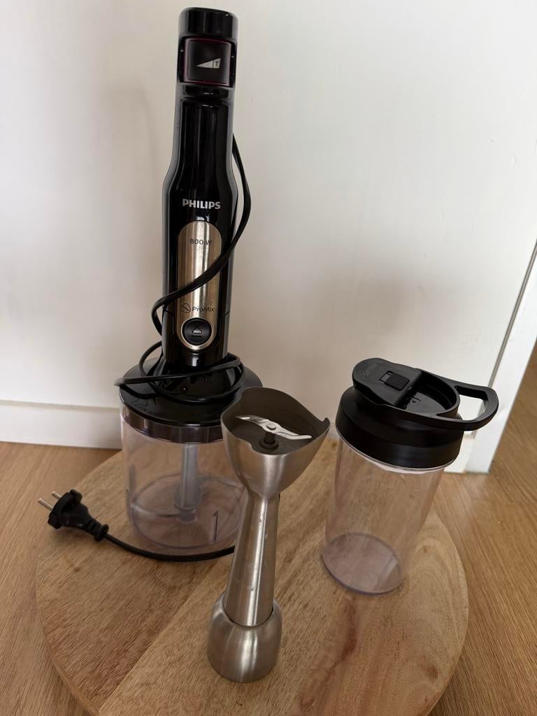 Philips ProMix Staafmixer 800W met hakmolen en beker, Ophalen of Verzenden, Zo goed als nieuw