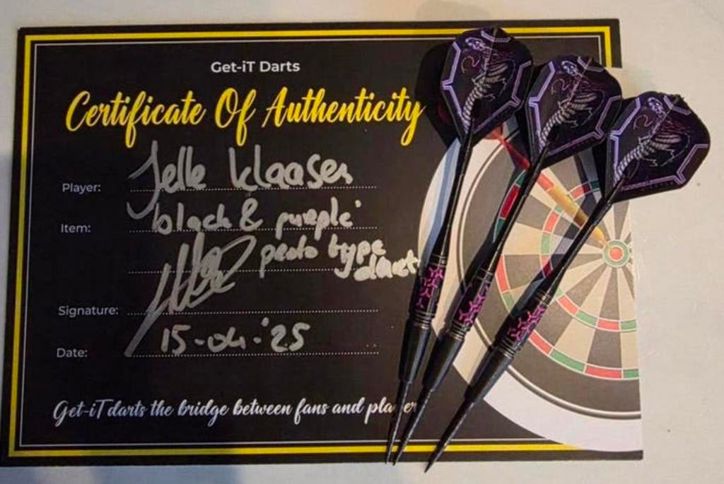 Jelle Klaasen Unicorn Black Purple Phase 1 incl Coa, Sport en Fitness, Darts, Ophalen of Verzenden, Pijlen