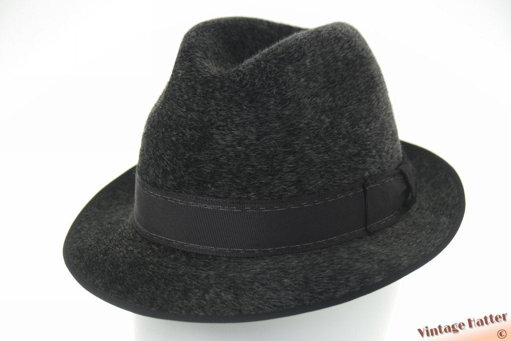 Vintage Gleufhoed Lembert donker grijs haarvilt 54 = XS, Hoed, Lembert, Ophalen of Verzenden, 57 cm (M, 7⅛ inch) of minder