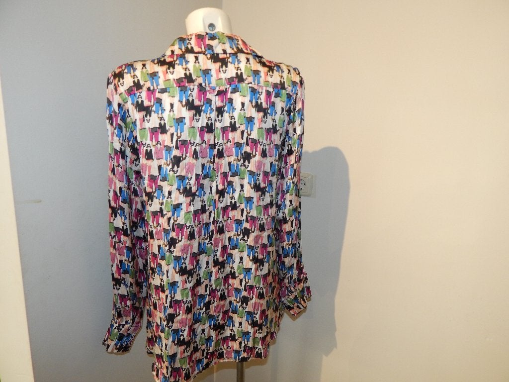 Studio Anneloes satijn achtige blouse mannequin print kleurL, Studio Anneloes, Maat 42/44 (L), Zo goed als nieuw, Meerkleurig