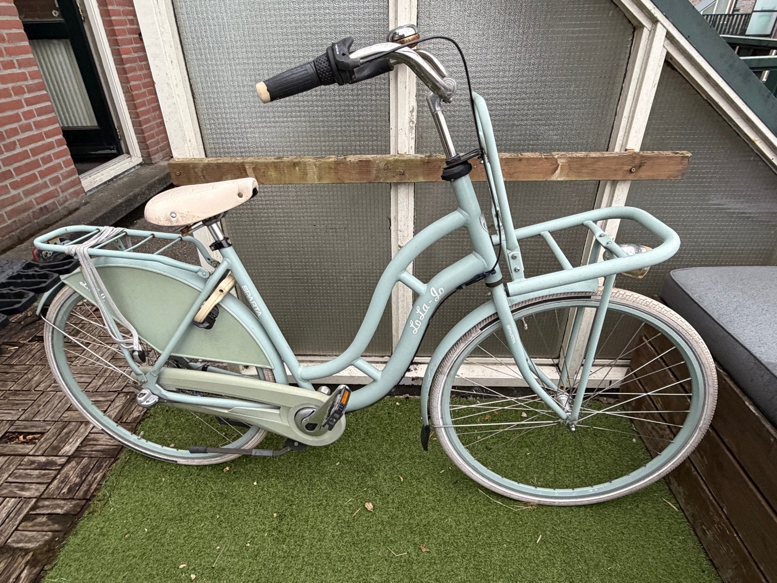 Sparta Lola Jo Damesfiets - Lichtblauw met Voordrager, Ophalen, Sparta, Velgrem, 50 tot 53 cm