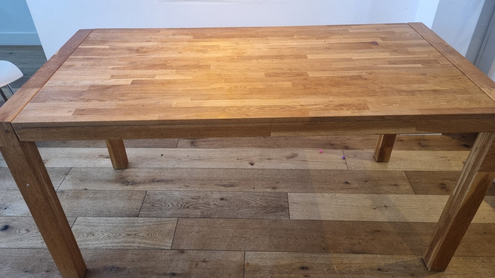 Massief eiken eettafel - Robuust en stijlvol, Ophalen, Gebruikt, 100 tot 150 cm, Eikenhout