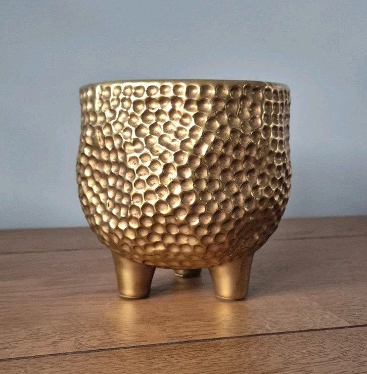 PTMD bloempot goud, Rond, Ophalen of Verzenden, Aardewerk, Minder dan 40 cm