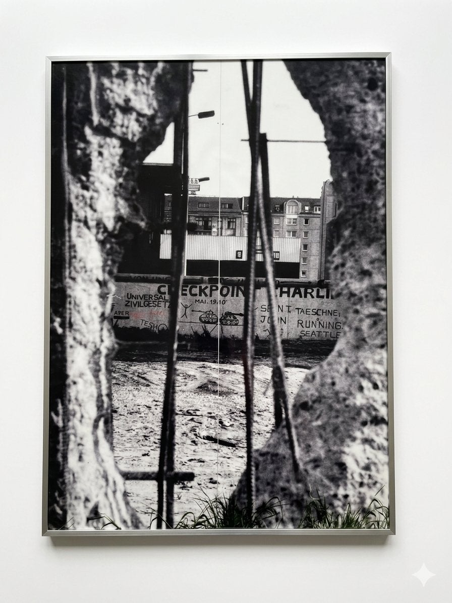 Zwart/wit eigen foto wissellijst Berlijn checkpoint Charlie, Ophalen, Foto, Fotografie, Achter glas