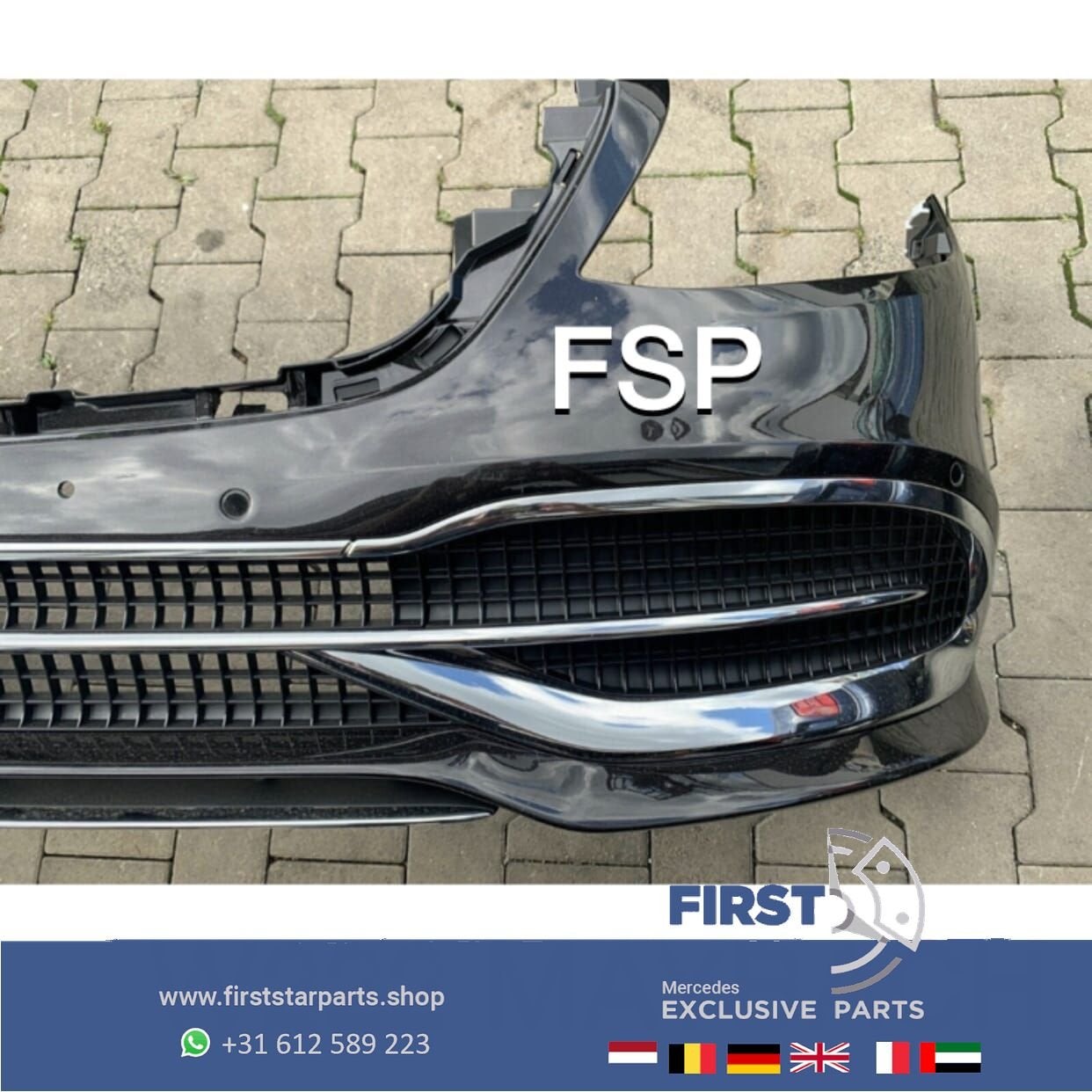 W222 S63 MAYBACH VOORBUMPER COMPLEET ZWART S KLASSE originee, Gebruikt, -, Voor, Ophalen of Verzenden