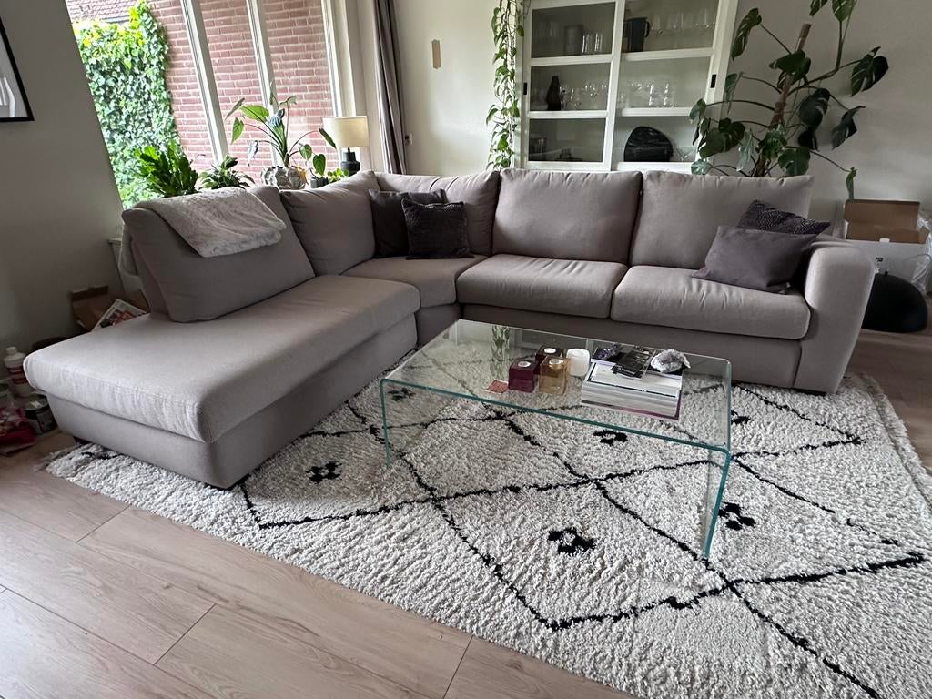 Nette Henders en Hazel hoekbank links kleur taupe, Ophalen, Gebruikt, Stof