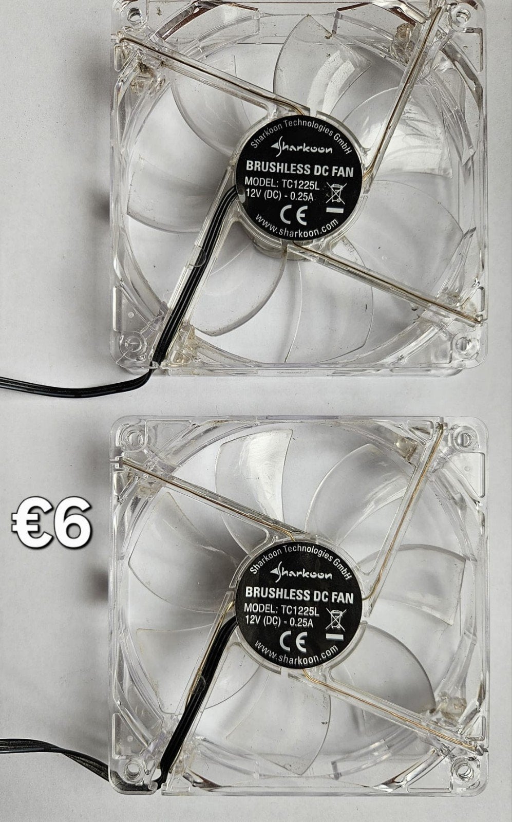 Sharkoon PC Ventilator - Model TC1225L (2 stuks), Computers en Software, Computerkoelers, Gebruikt, Luchtkoeling, Ophalen of Verzenden