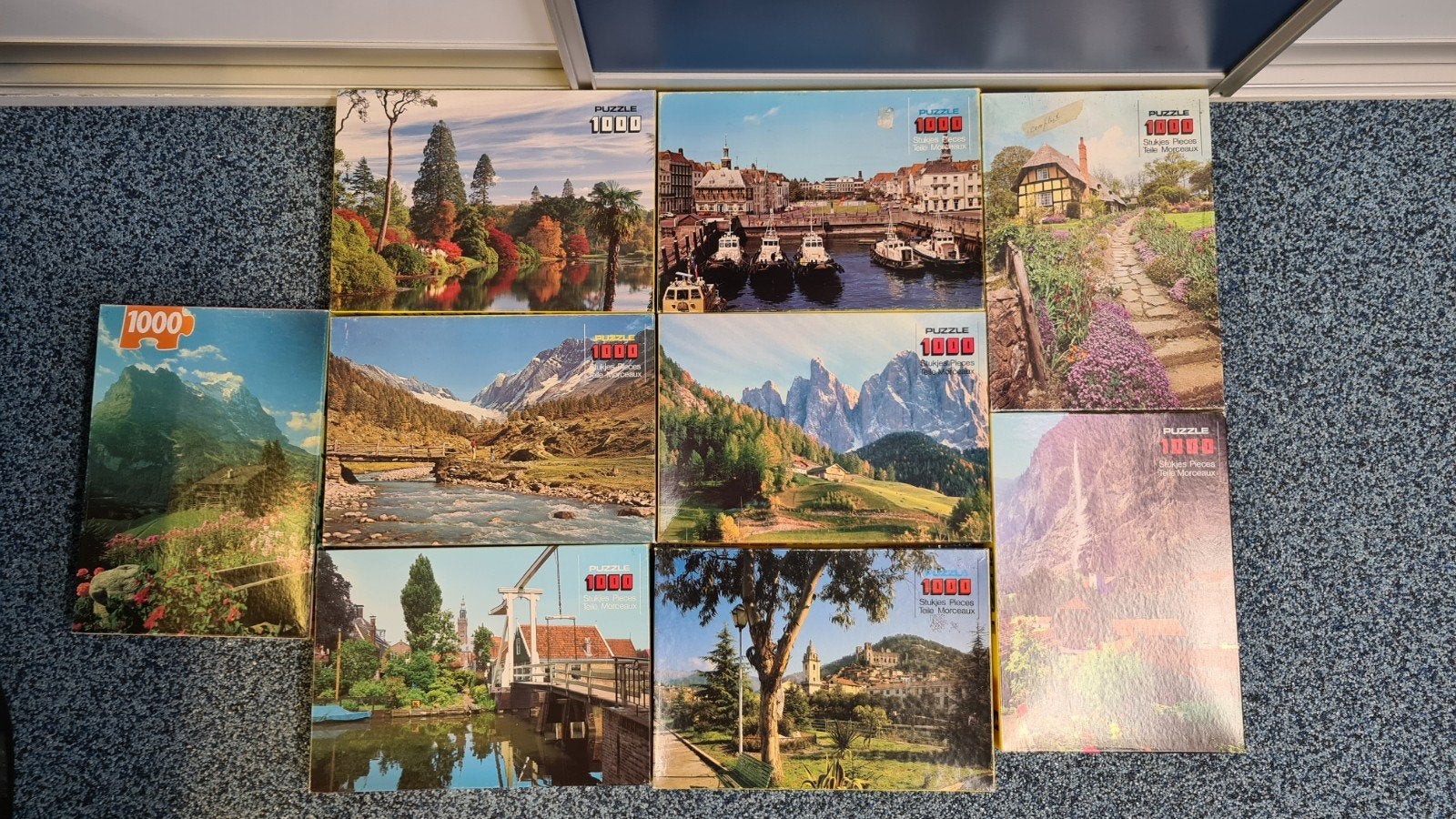 9x1000 st. Wildhorse legpuzzels, Hobby en Vrije tijd, Ophalen of Verzenden, 500 t/m 1500 stukjes, Gebruikt