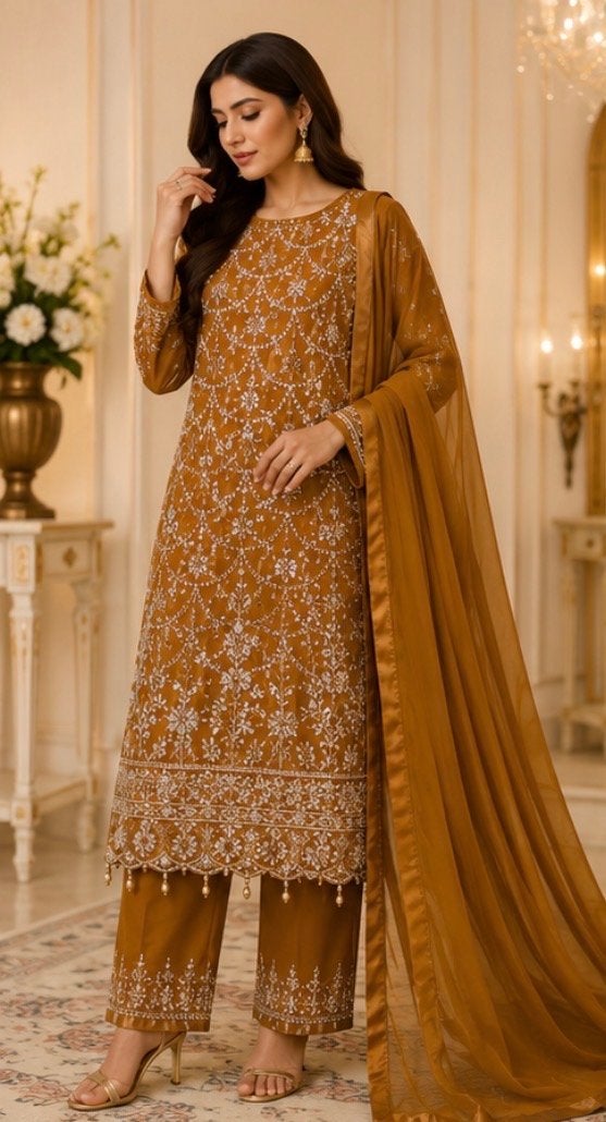 Prachtige Indiase/Pakistaanse feestjurk - Maat M, Maat 38/40 (M), Geel, Ophalen of Verzenden, Zo goed als nieuw