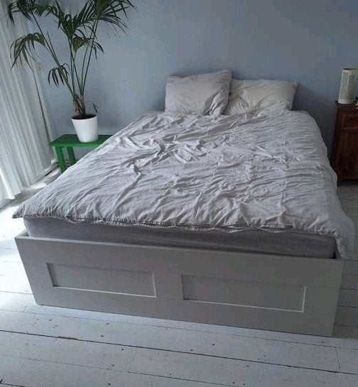 IKEA bed 3 jaar oud met matras en topper, Ophalen, Wit, Tweepersoons, 140 cm