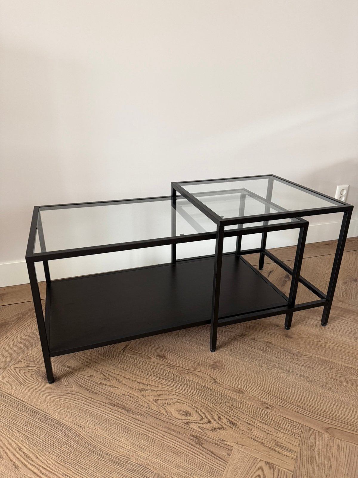Salontafel, Huis en Inrichting, Tafels | Sidetables, 50 tot 100 cm, Ophalen of Verzenden, Glas, Zo goed als nieuw
