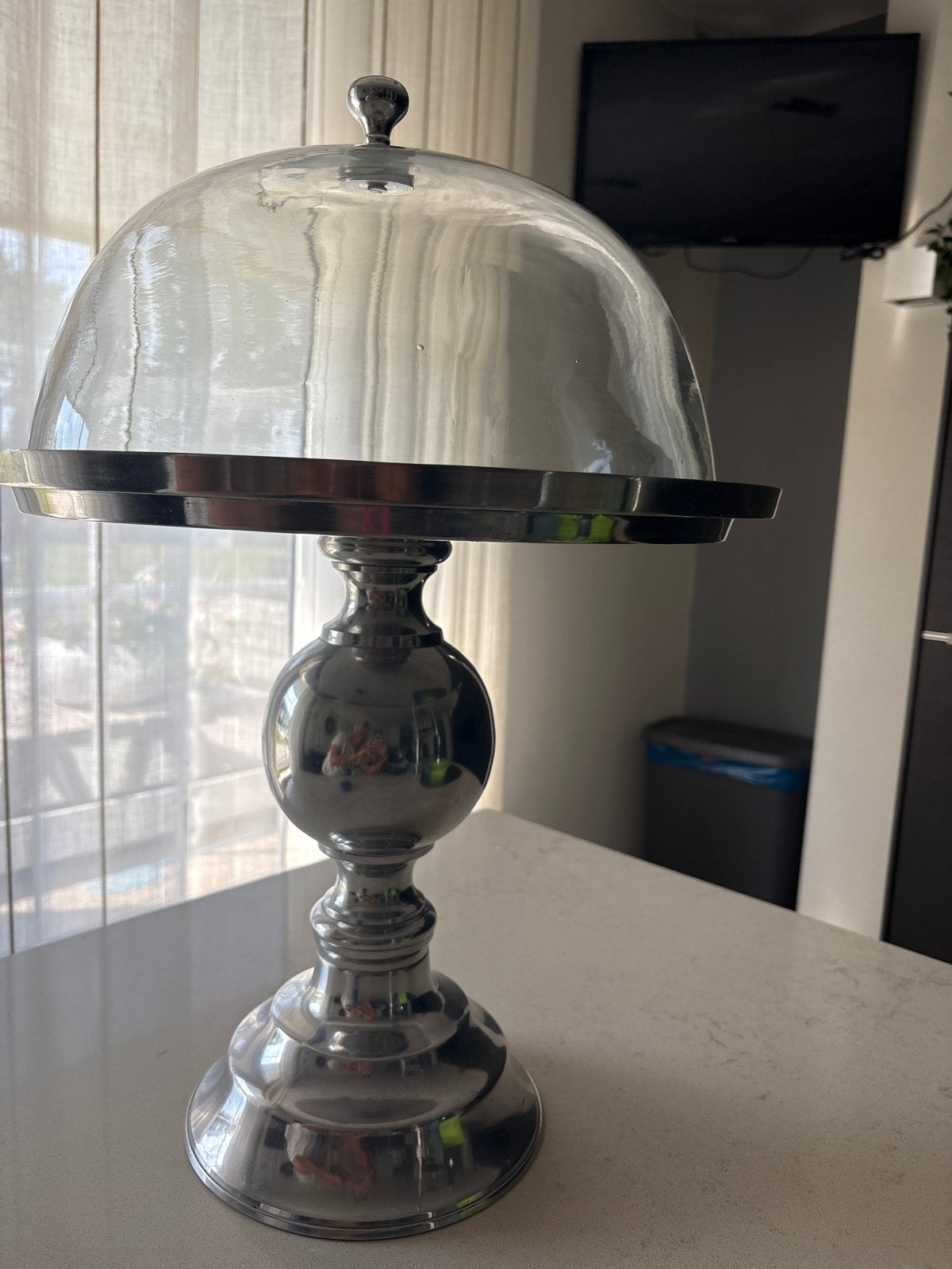 Eyecatcher stolp met metalen voet - Zo goed als nieuw, Huis en Inrichting, Woonaccessoires | Stolpen, Glas, Ophalen, Zo goed als nieuw