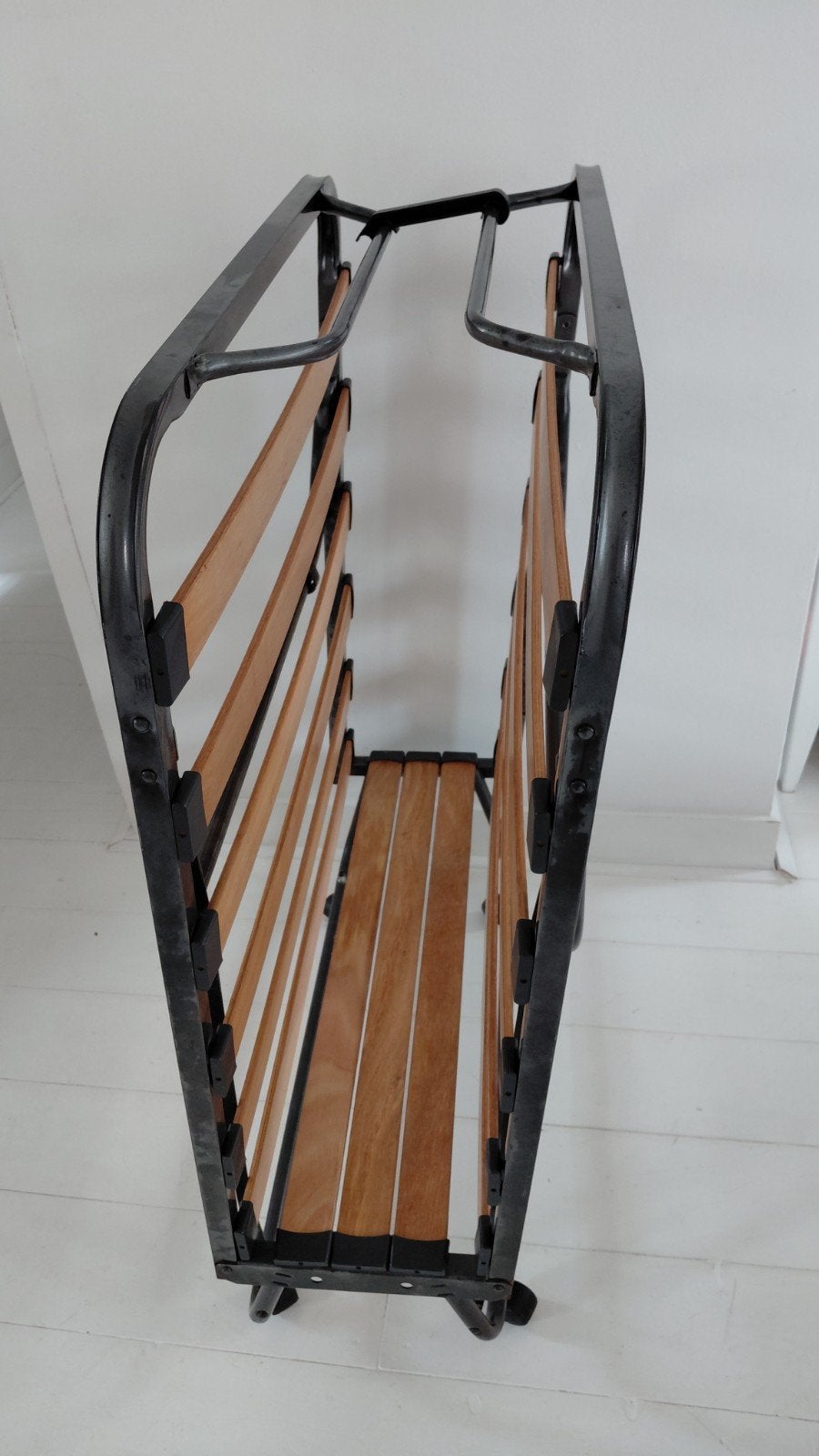 Opvouwbaar logeerbed met lattenbodem, Ophalen, Gebruikt, Eenpersoons, Zwart