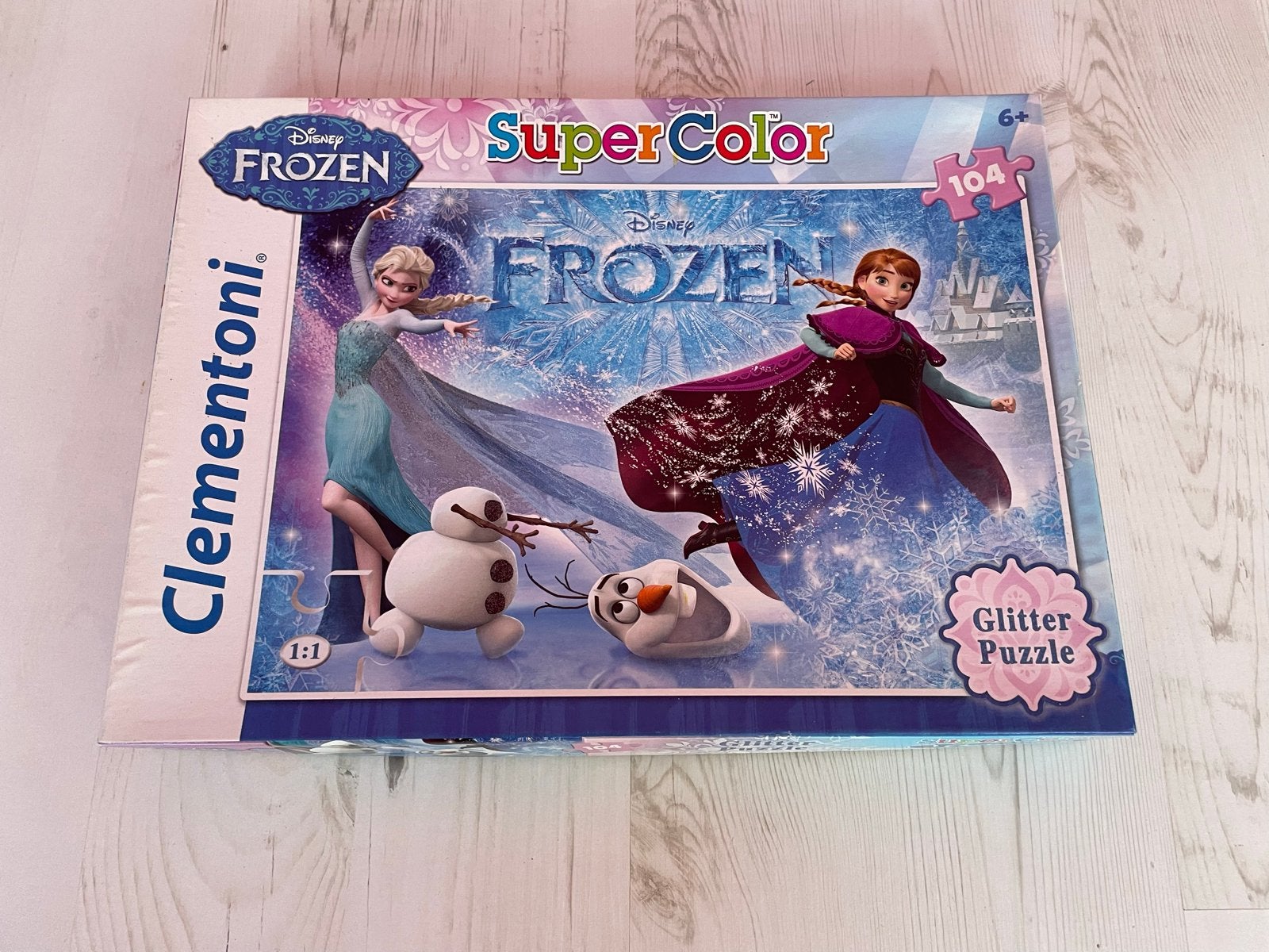 Disney Frozen Glitter Puzzel 104 stukjes Clementoni, Ophalen of Verzenden, Meer dan 50 stukjes, Nieuw, 6 jaar of ouder