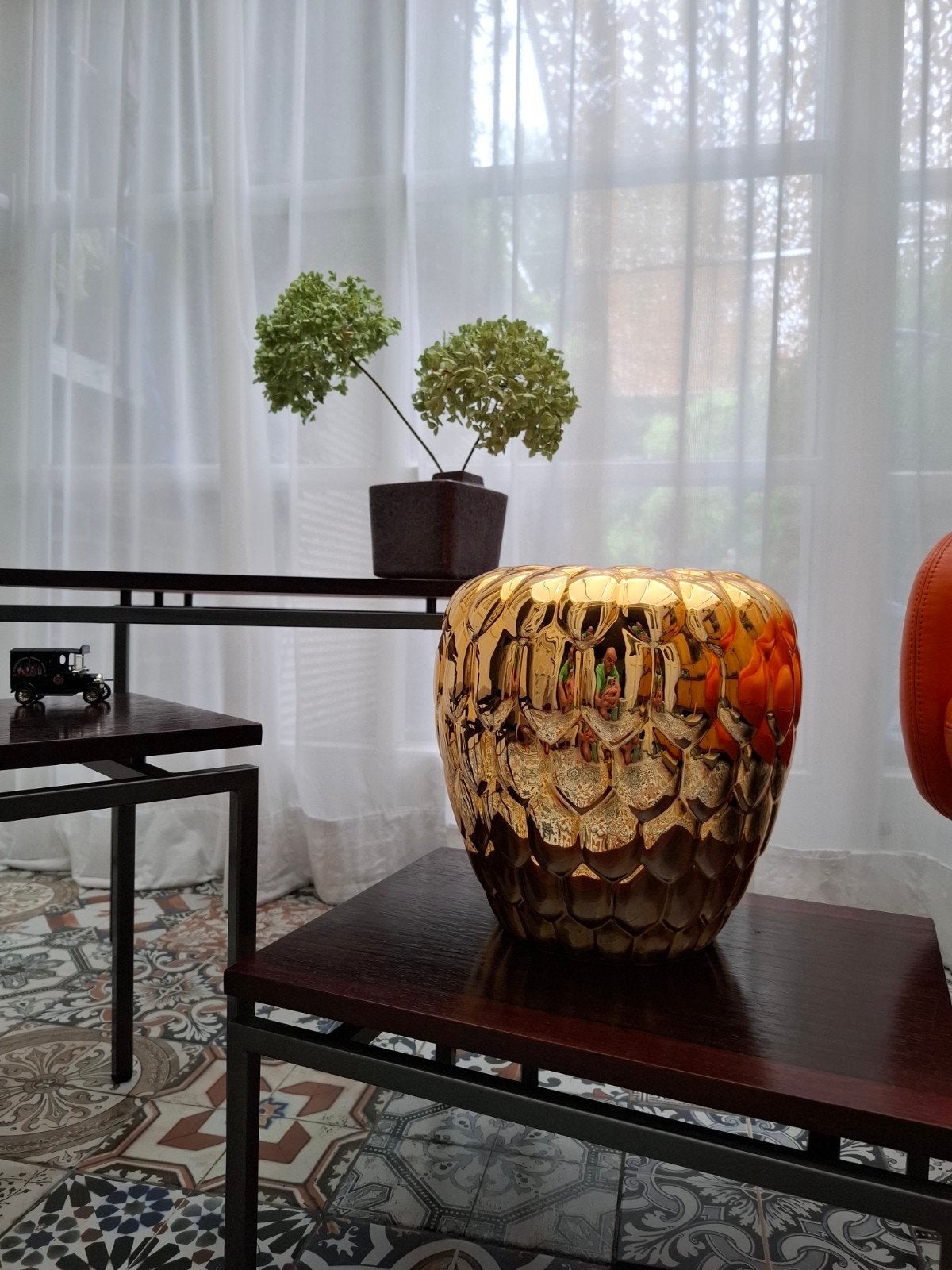 Gouden decoratieve vaas/pot, 25 cm hoog, Ophalen