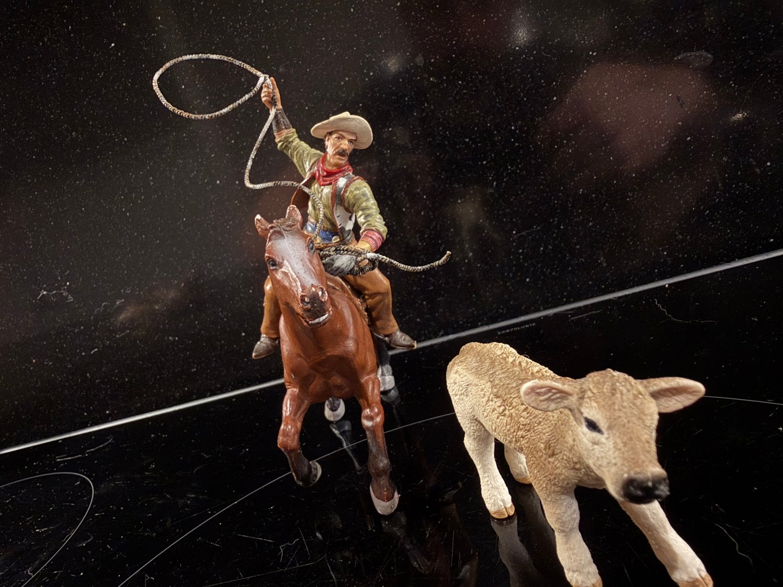 Papo/Plastoy: Cowboy met Lasso en kalf, Verzamelen, Ophalen of Verzenden
