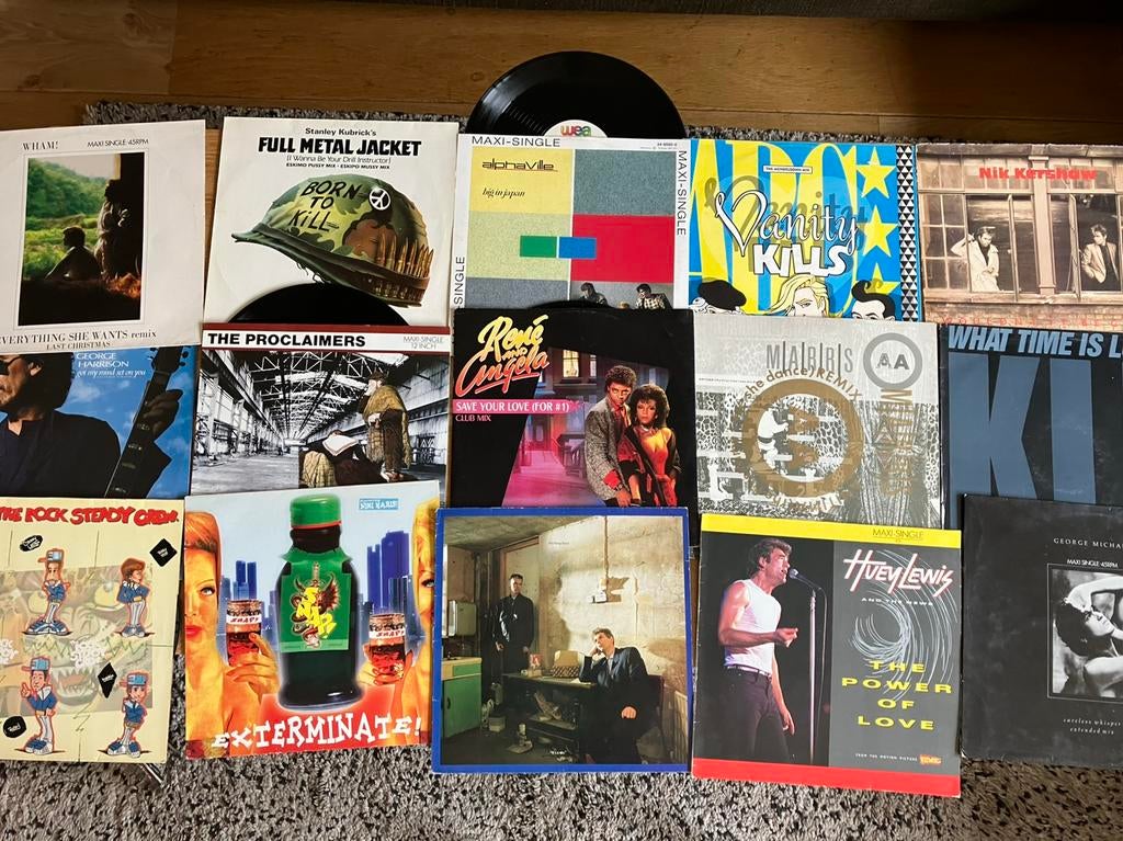 Ruim 30 HOEZEN maxi singles ‘80 12”, Cd's en Dvd's, Vinyl Singles, Gebruikt, Maxi-single, 1980 - 1989, Pop