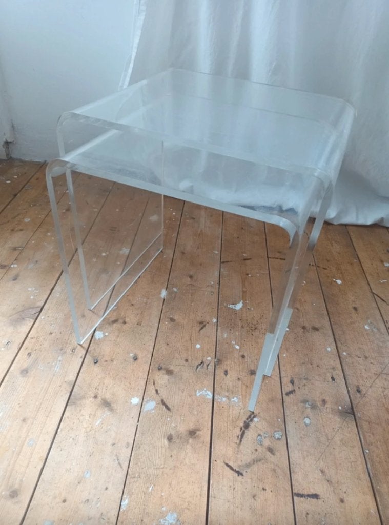 Vintage acryl bijzettafel set, Gebruikt, Vierkant, Mid-century modern, Ophalen