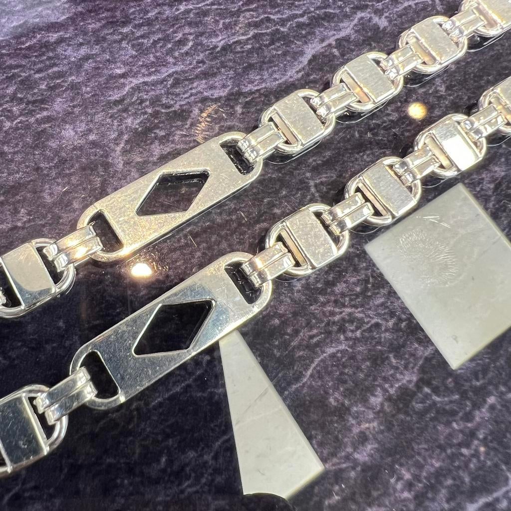 Silver ketting zilver 925 prachtig schakel nieuw italy, Ophalen of Verzenden, Zo goed als nieuw, Goud