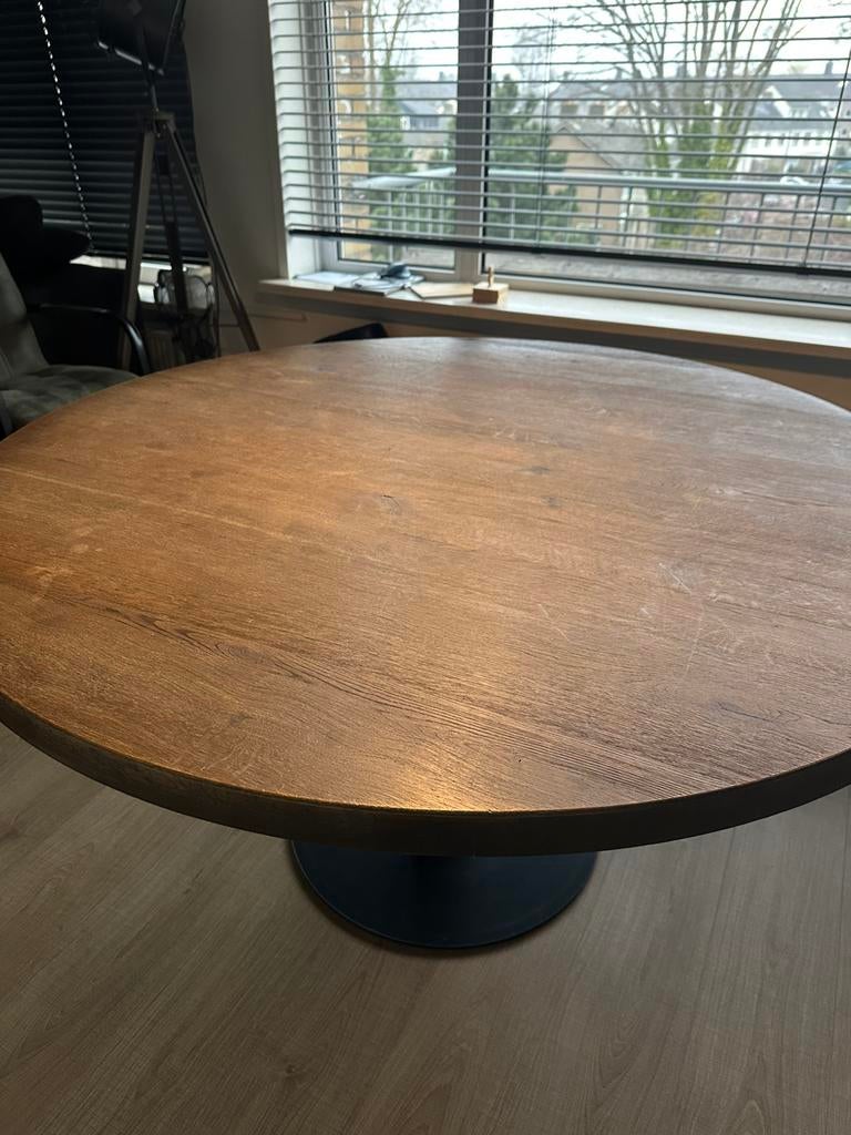 Ronde 140cm eettafel, Ophalen, 100 tot 150 cm, Zo goed als nieuw, Eikenhout