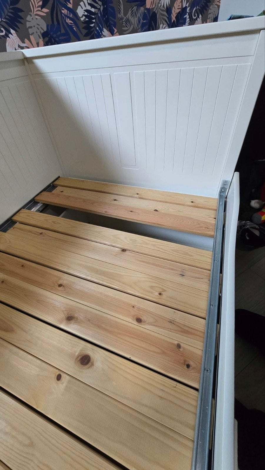IKEA HEMNES Bedbank met 3 lades en matras - Wit, Ophalen, Modern, Scandinavisch, Wit, Tweepersoons
