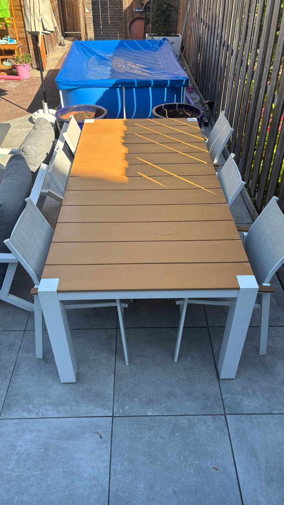 Bahia tuinset, tafel met 6 stoelen, Ophalen, Gebruikt, 6 zitplaatsen, Aluminium