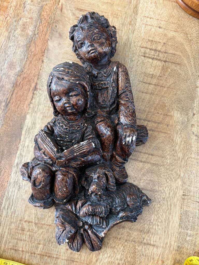 Vintage beeldje jaren 60 reliëf wandsculptuur, Antiek en Kunst, Antiek | Overige Antiek, Ophalen of Verzenden