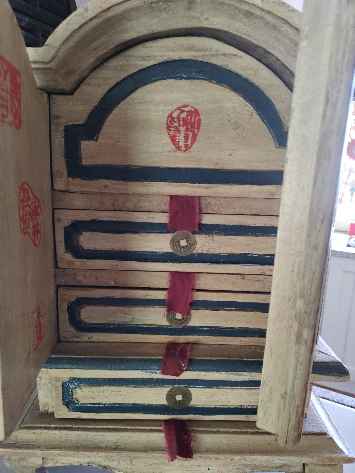 Antiek mini kastje met veel lade, handwerk, Ophalen of Verzenden
