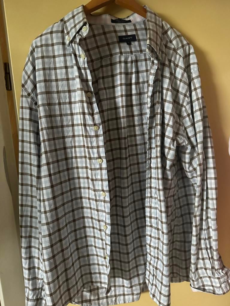 Heren overhemd XL van GANT, Ophalen of Verzenden, Zo goed als nieuw, Blauw, Halswijdte 43/44 (XL)