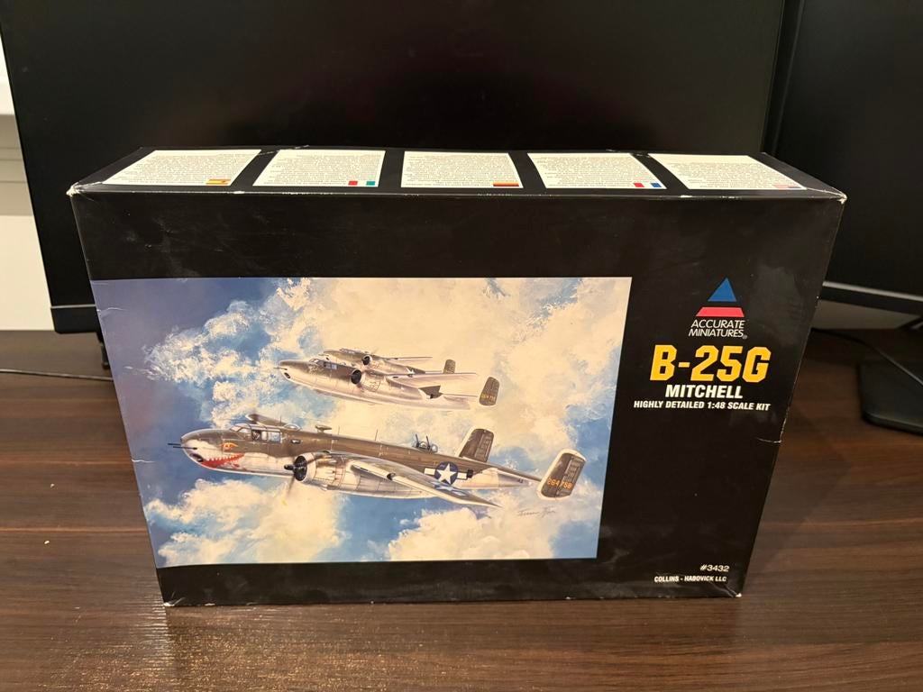 B-25G 1/48 + quickboost cowling en Eduard aftermarket, Overige merken, Ophalen of Verzenden, Zo goed als nieuw, Groter dan 1:72