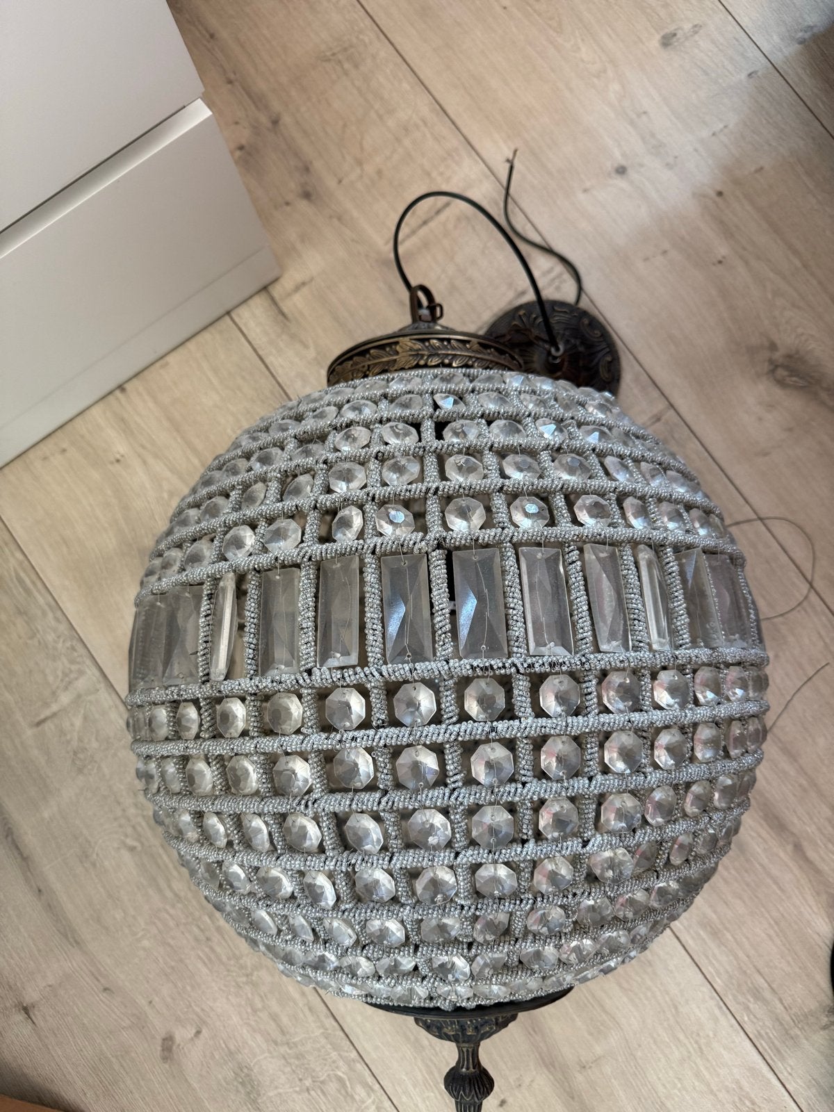 Prachtige kristallen hanglamp - Vintage stijl, Huis en Inrichting, Lampen | Kroonluchters, Ophalen, Gebruikt, Glas, Overige fittingen